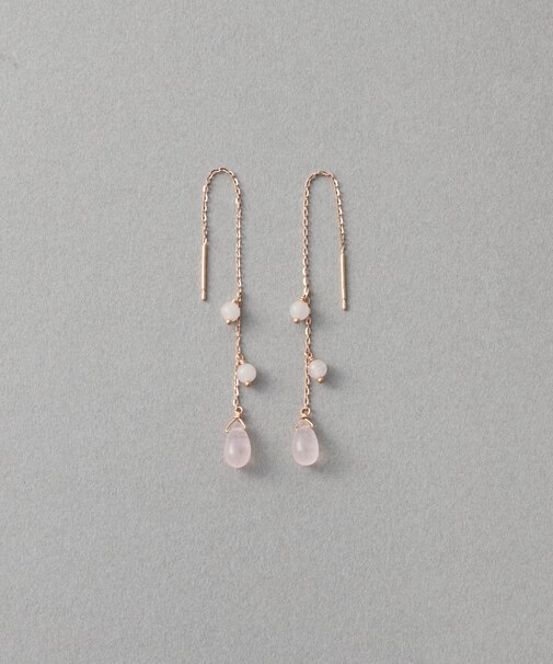 [チェリーブロッサム] K10MPG ローズクォーツ ピアス