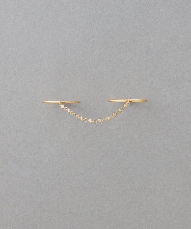 [デュー] K18YG ダイヤモンド チェーンツインリング