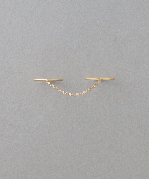 [デュー] K18YG ダイヤモンド チェーンツインリング