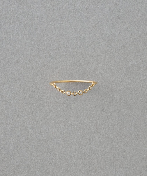 [デュー] K18YG ダイヤモンド チェーンリング