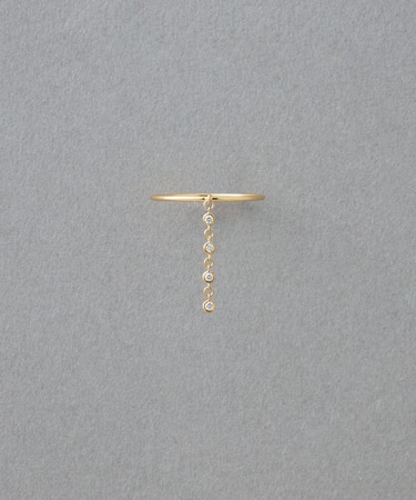 [デュー] K18YG ダイヤモンド チェーンラインリング