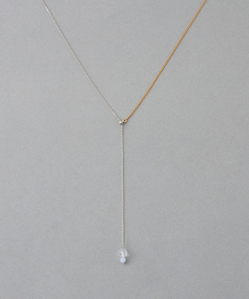 [アシンメトリー] ナチュラルストーン バイカラー ロングネックレス