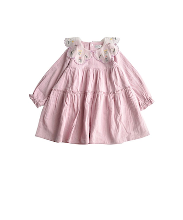 シアー刺しゅう 衿ワンピース