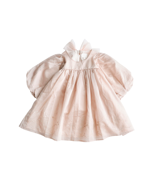 裾刺しゅう シアーパフ ワンピ