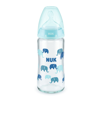 【SALE】プレミアムチョイスほ乳びん(ガラス製)240ml/ゾウ青