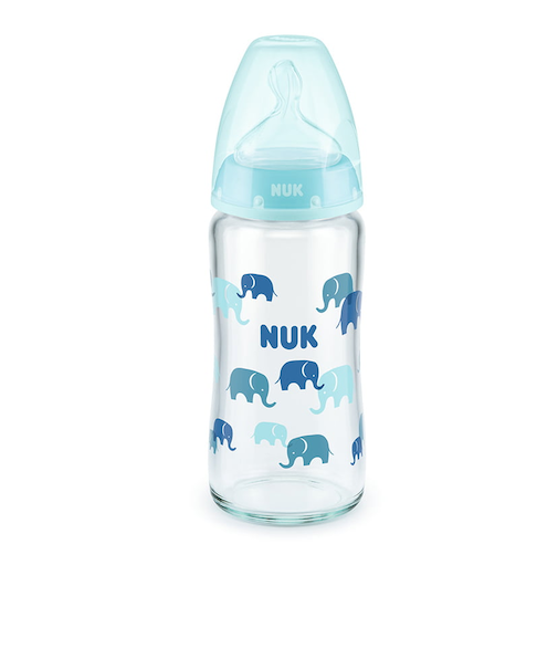 【SALE】プレミアムチョイスほ乳びん(ガラス製)240ml/ゾウ青