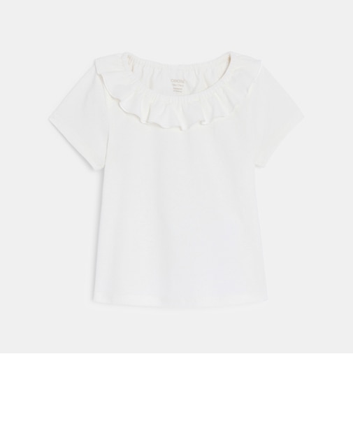 【OBAIBI】フリルカラー半袖Tシャツ