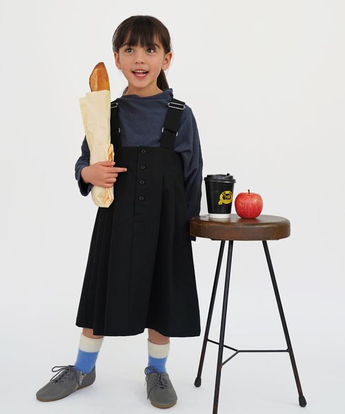 Tricot Special プリーツサテンスカート 吊り サロペット 黒 Tricot Special プリーツサテンスカート 吊り サロペット 黒