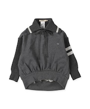 裏毛×ニット 付け襟 長袖 スウェット