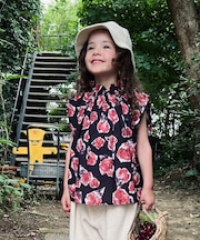 花柄プリントギャザープルオーバー