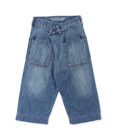 ワークデニム 変形 NAVY 巻きパンツ