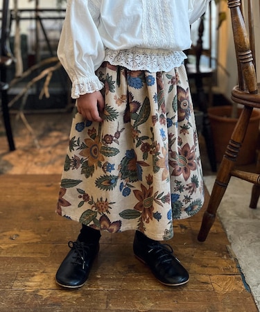 Botanical Print Corduroy Skirt