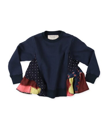 Patchwork Quilted Print Frill Back Sweatshirt