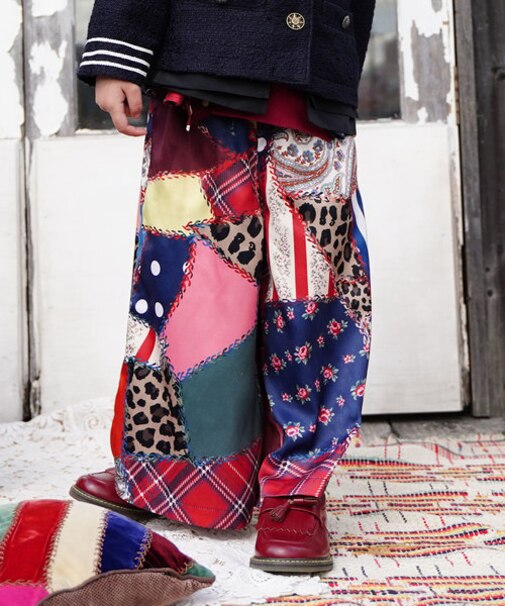 Patchwork Quilted Print Wide Pants