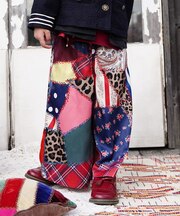 Patchwork Quilted Print Wide Pants
