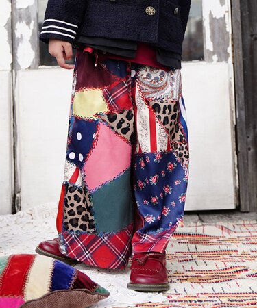 Patchwork Quilted Print Wide Pants