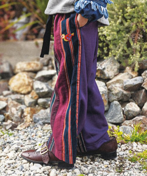 Striped Twill Bird Pants