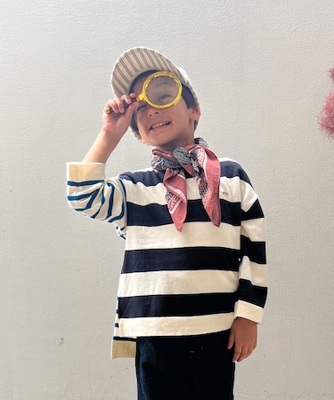 Cotton Knit Striped Long Sleeve Tee