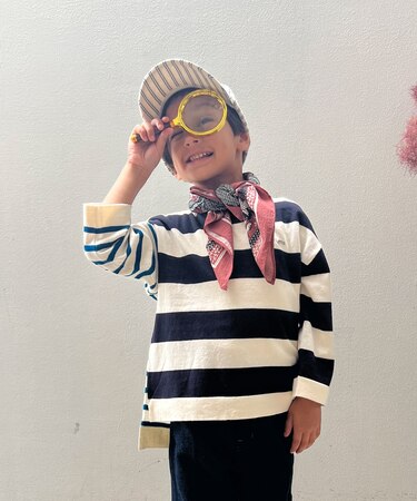 Cotton Knit Striped Long Sleeve Tee