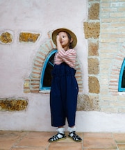 COOLMAX Seersucker Frill Salopette Pants