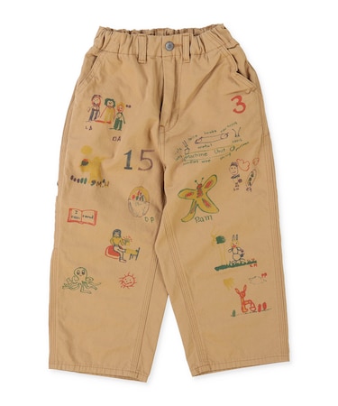 Cotton and Satin Scribble Pants