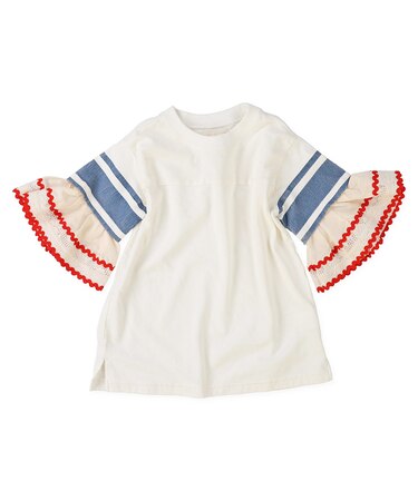 Colorful Tape Flare-sleeve Tee