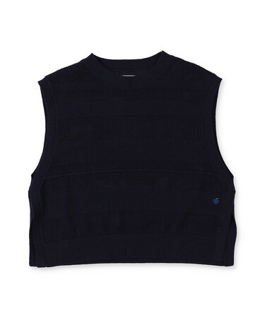 Cotton Striped Side-open Knit Vest