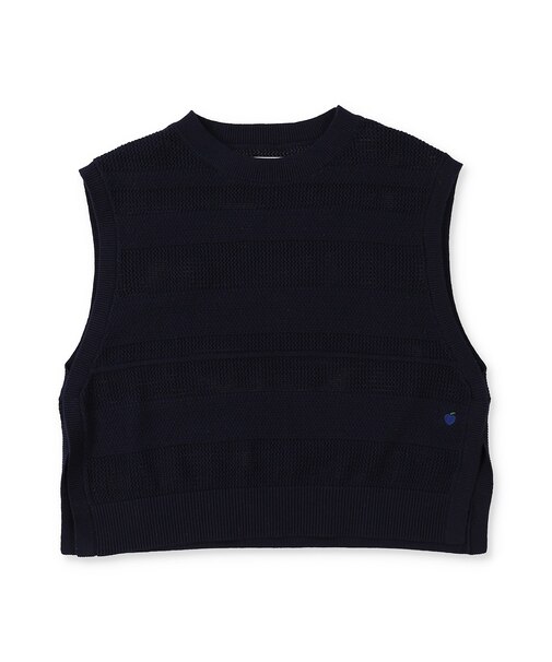 Cotton Striped Side-open Knit Vest