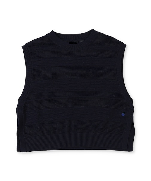 Cotton Striped Side-open Knit Vest