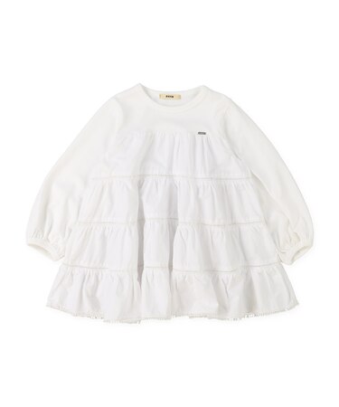 Cotton Jersey and Cloth Tiered Long Sleeve Tee
