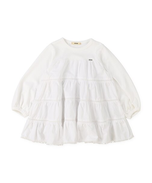 Cotton Jersey and Cloth Tiered Long Sleeve Tee