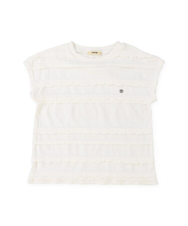 Scalloped Jacquard French-sleeve Tee