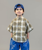Ombrecheck Band Collar Shirt