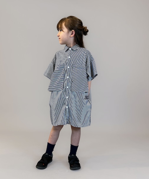 Striped Knee Length Shirt Dress