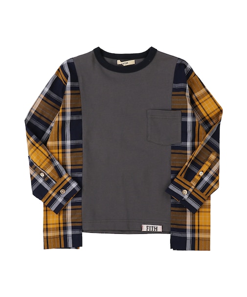 Cotton Jersey x Plaid L/S Shirt