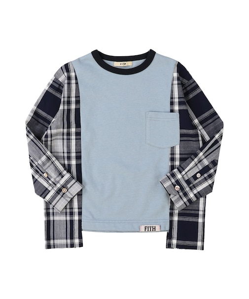 Cotton Jersey x Plaid L/S Shirt