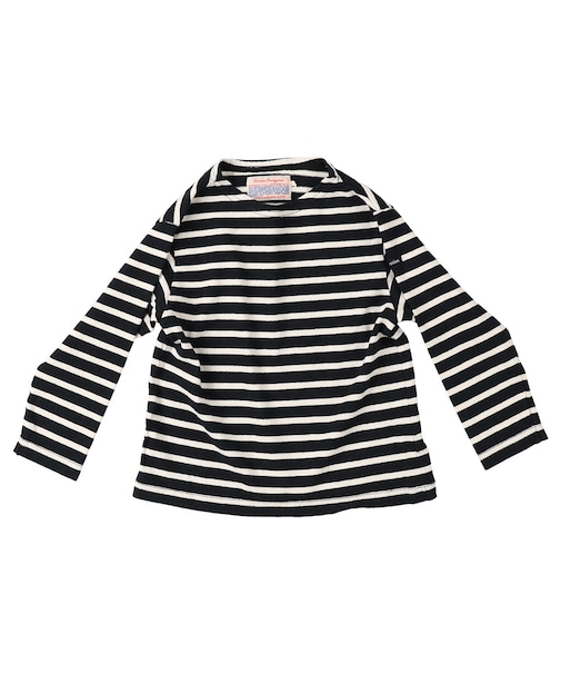 Striped Cotton Jersey Boatneck L/S Tee