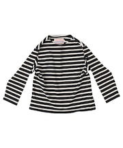 Striped Cotton Jersey Boatneck L/S Tee