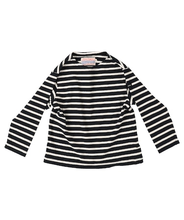 Striped Cotton Jersey Boatneck L/S Tee