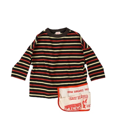 Striped Cotton Jersey Apron L/S Tee