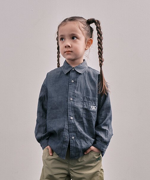 Indigo Sheer Denim Wide Shirt