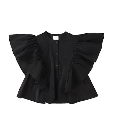 Ripstopped Sheer Taffeta Butterfly Sleeve Blouse