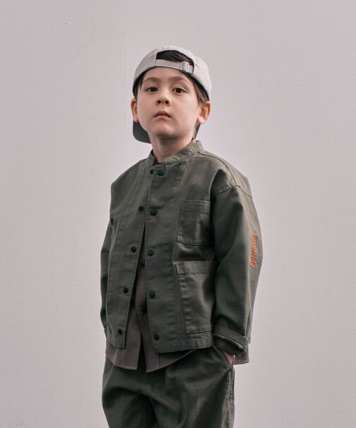 Back Satin Graffiti Bandcollar Jacket