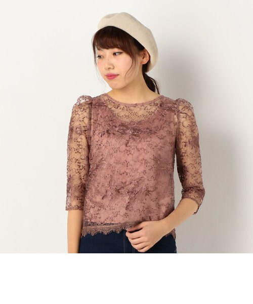 刺繍レースブラウスタンクトップSET｜アルシーヴの通販｜&mall