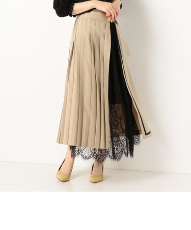 プリーツ×レーススカート