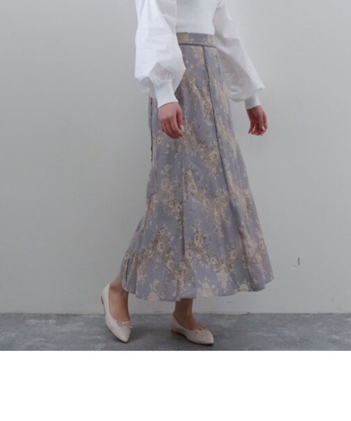 配色ラッセルレーススカート