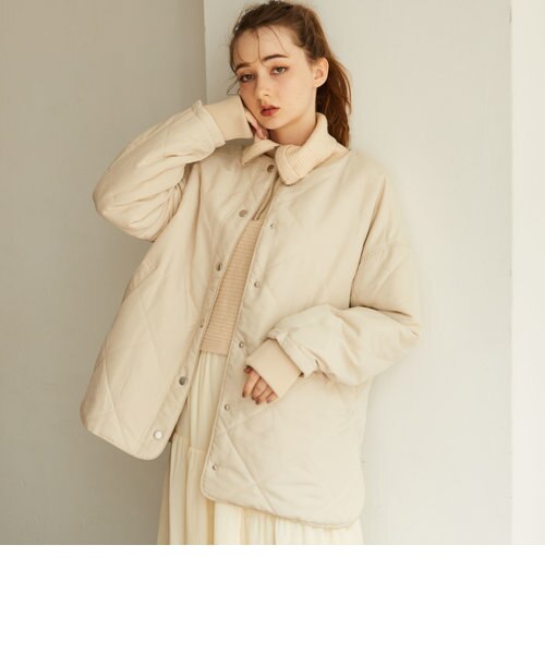 中綿キルトパイピングミドルコート キルティング中綿ミドルコート