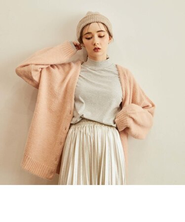 ウール混ボリュームスリーブカーディガン