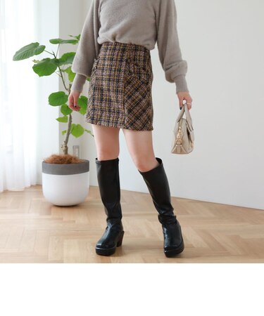 フリンジポケットツイードミニスカート