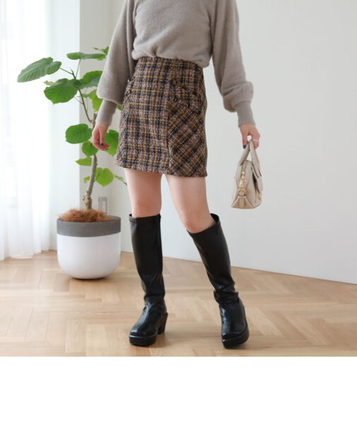 フリンジポケットツイードミニスカート
